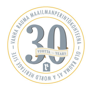 Vanha Rauma 30 vuotta maailmanperintökohteena -logo